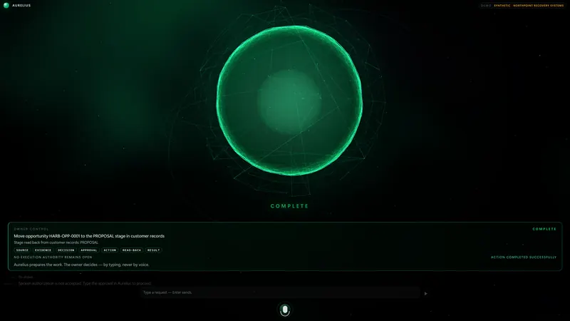 Demonstration mode: the COMPLETE state after the result is checked.