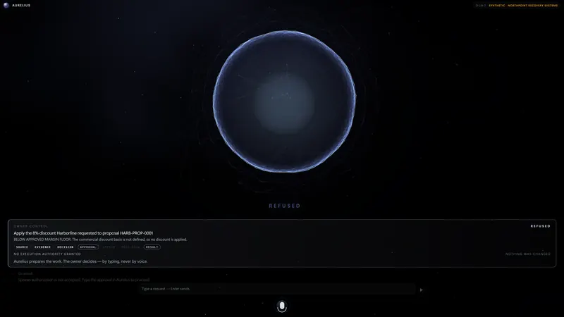 Demonstration mode: the REFUSED state; the action is recorded and not acted on.